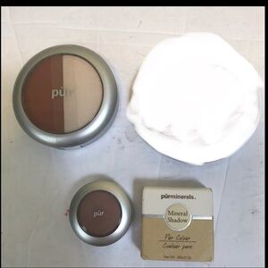 Pur Minerals NEW Split Pan Blush Highlight & Single Eyeshadow Fawn Fayalite 2x